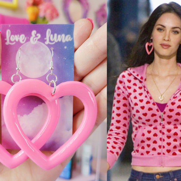 Big Heart Earrings / Cute Pink Earrings / Statement Earrings / Jennifer's Body Movie / Y2K/ Valentine's Day