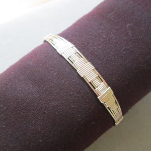 Sterling Silver Wire Wrap Bracelet with Hook Clasp - Chevron