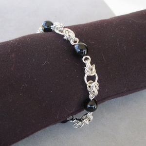 Sterling Silver and Onyx Bracelet with Magnetic Clasp