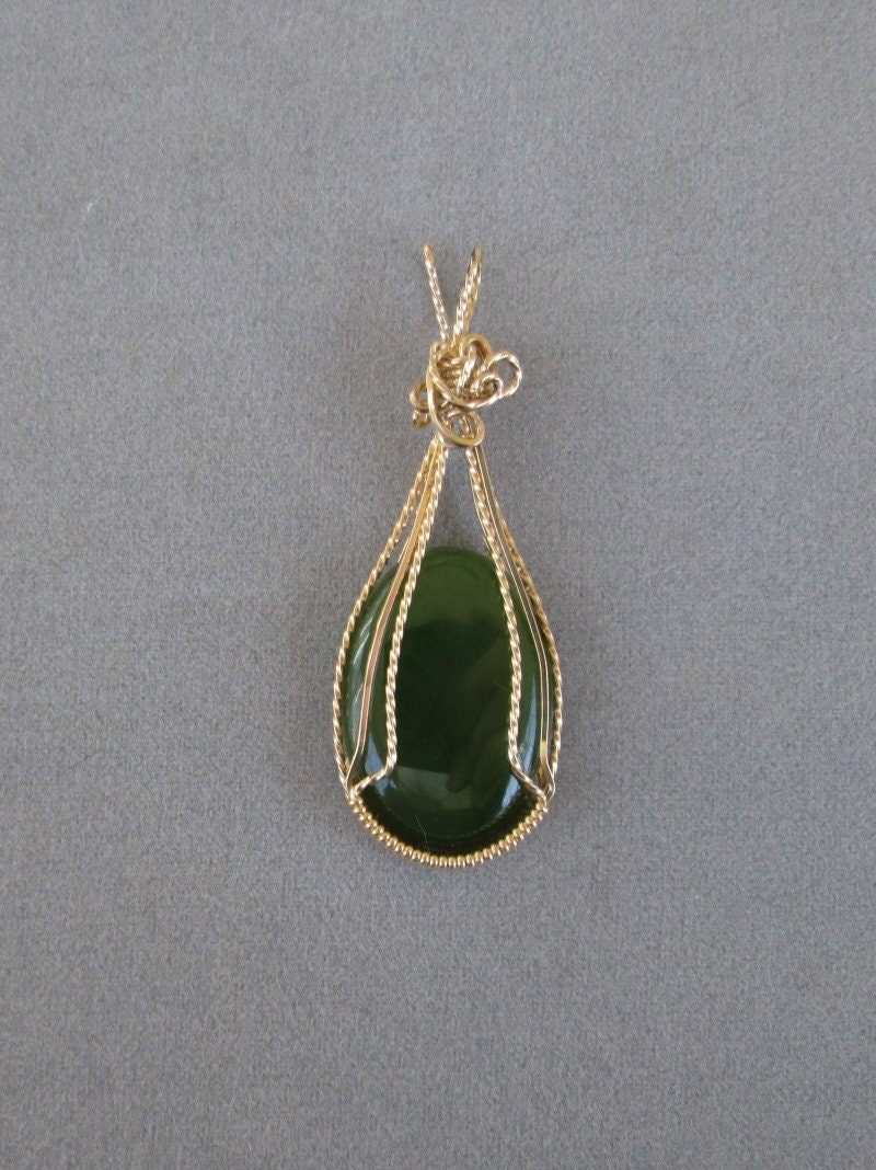 Jade Pendant in 14K Gold-filled Wire Setting - Etsy