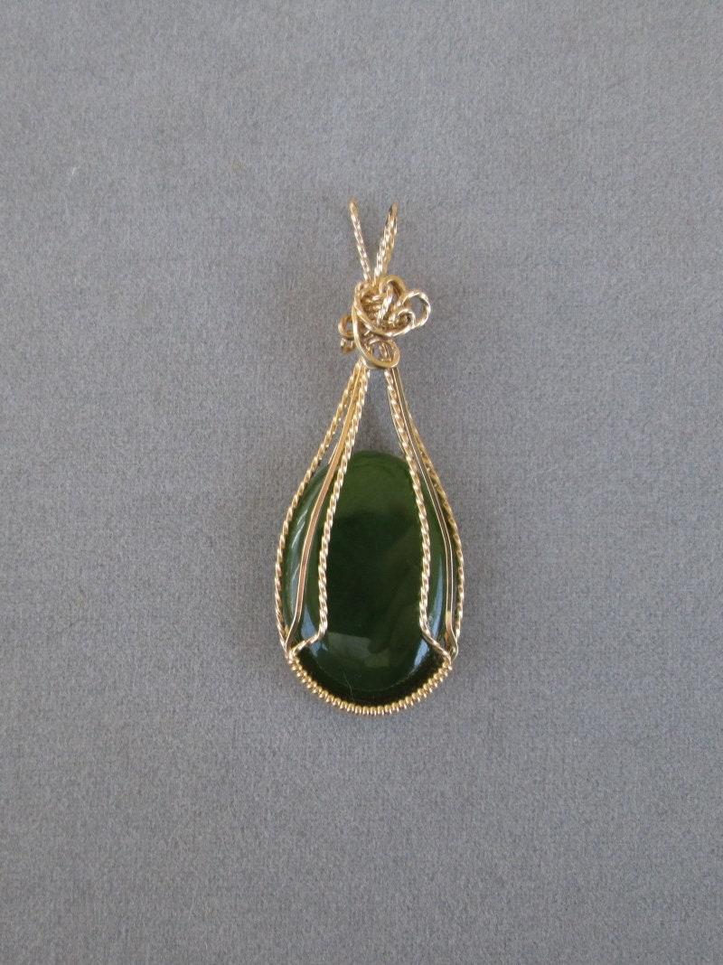 Jade Pendant in 14K Gold-filled Wire Setting - Etsy