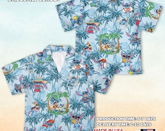 Stitch Hawaiian Shirt, Lilo Stitch Hawaiian Shirt, Disney Beach Shirt, Stitch Summer Shirt, Stitch Button Up, Disneyland Trip 2026 Shirt