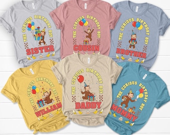 Retro Curious George Birthday Shirt, Custom Family Matching Tee