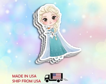 Elsa Frozen Waterproof Vinyl Sticker Laptop, Water Bottle Decal