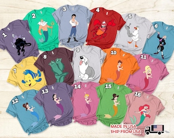 Maglietta coordinata per tutta la famiglia de La Sirenetta Disney, maglietta di gruppo per compleanno Disney, maglietta per costume di Halloween Disney, Ariel, Ursula
