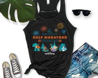 RunDisney Disney Princess Half Marathon Weekend 2026 shirt,Merida Rapunzel Moana Belle running Marathoner Tank top T-shirt,Disney Marathon 2