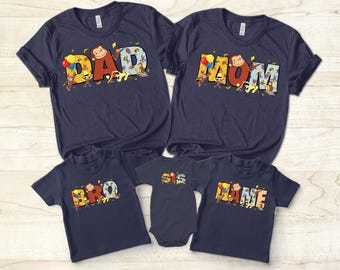 Camiseta personalizada de cumpleaños de Jorge el Curioso: camisetas familiares a juego