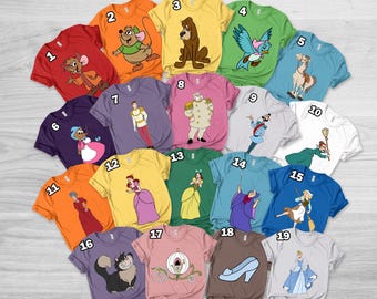 Disney Cinderella Unisex T-shirt, Cinderella Jaq Gus Gus Lady Tremaine Lucifer Fairy Godmother Shirts, Disneyland Costume Halloween Shirts
