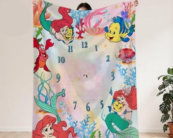 Personalized Milestone Blanket Little Mermaid Blanket Personalized Baby Monthly Month Blanket Little Mermaid Milestone Baby Blanket