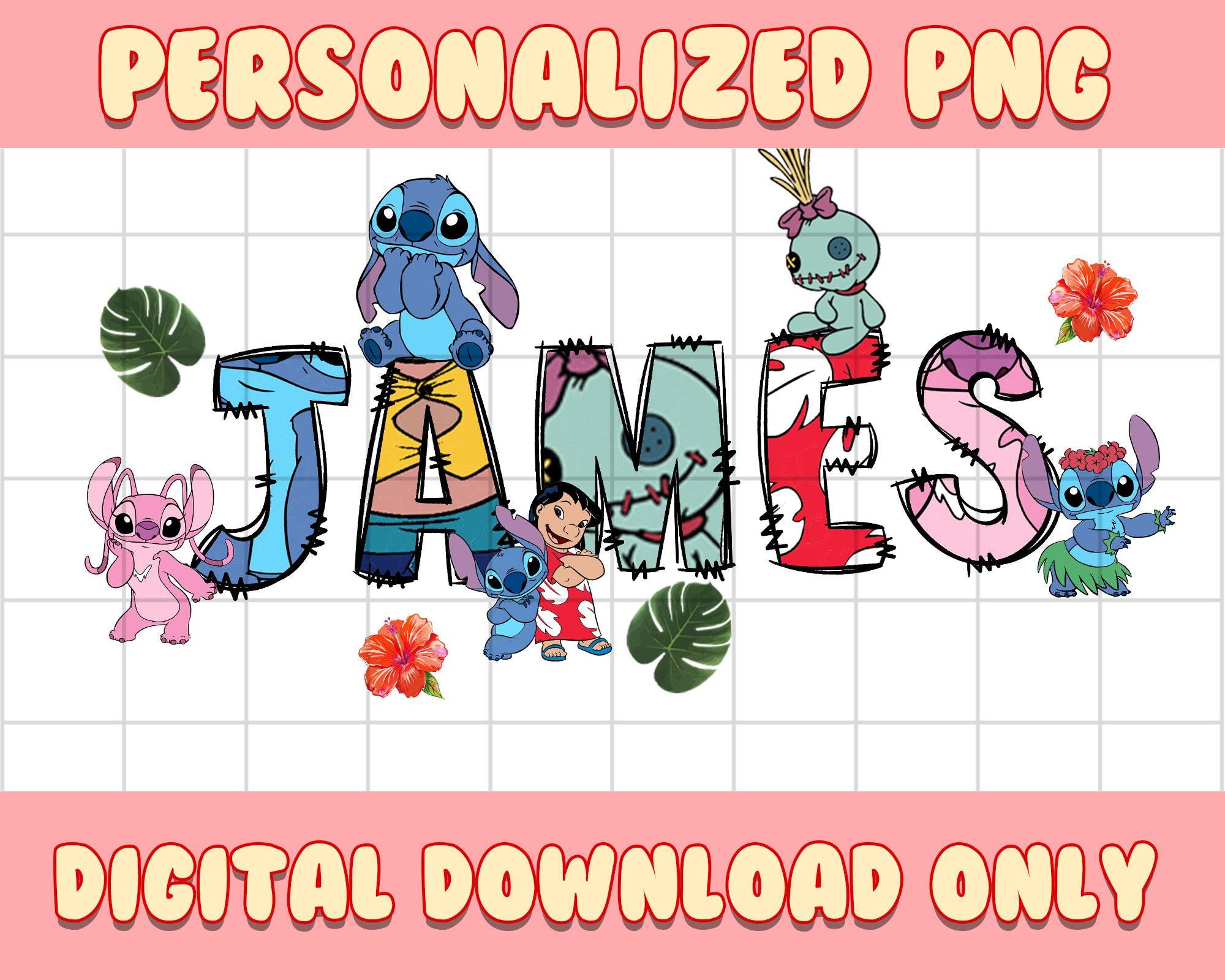 Personalized Name Stitch PNG File, Custom Name Stitch Digital Download, Custom Stitch PNG files, Stitch Birthday Girl Gift
