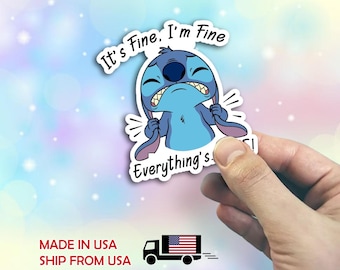 Lilo & Stitch Humor Sticker, Waterproof Vinyl Decal