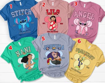 Vintage Lilo and Stitch Characters Group Custom Shirt-Disney Nani Pleakley Angel Matching-Disneyland Family Vacation 2025 Trip Gift