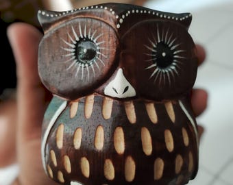 手作りトルコ陶器フクロウの置物3個セット - カラフルな手描きの陶器