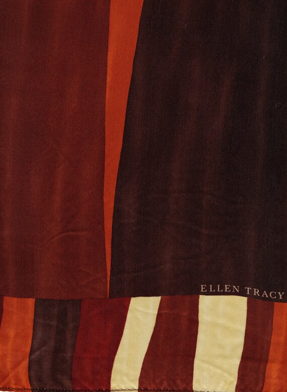 Cocoa Loco Ellen Tracy silk scarf Long tan espres… - image 3