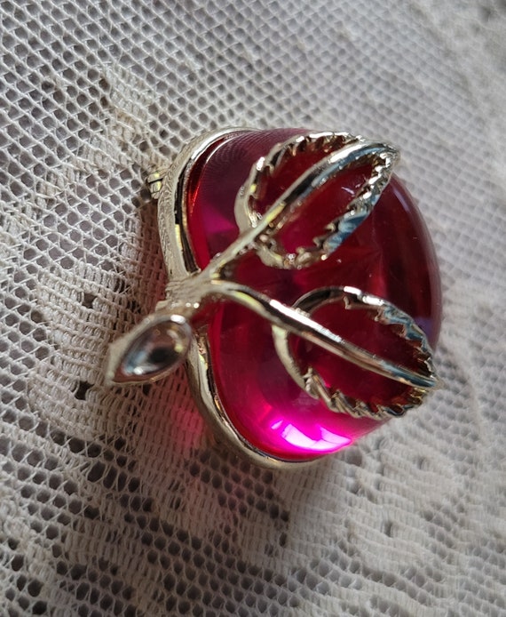 Red Cherry Brooch Sarah Coventry vintage jelly be… - image 3