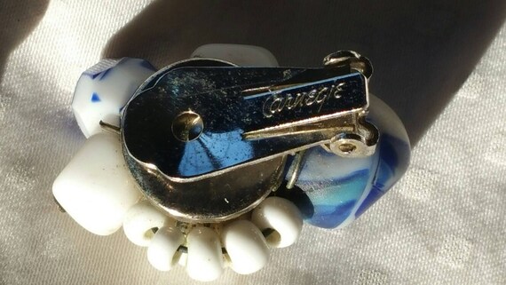 Hattie Carnegie Earrings blue white marbled mid c… - image 4