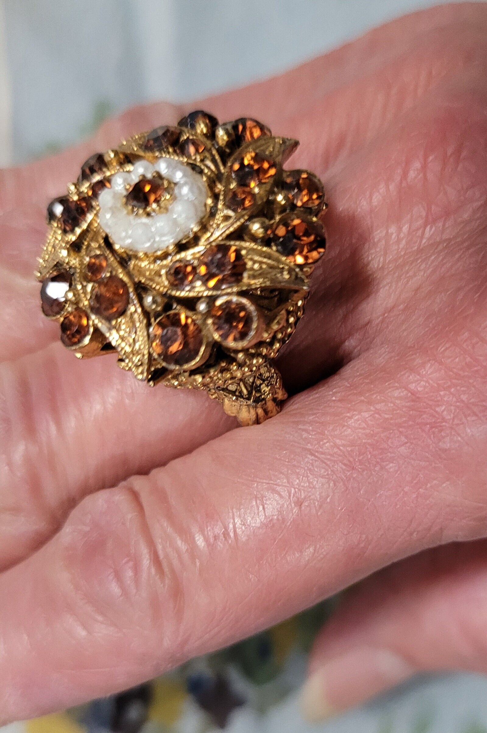 【希少✨】FLORENZA/フロレンザ　ヴィンテージ　天然石　ゴールド　リング Vintage Florenza Ring Adjustible - Etsy