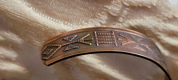 Copper Bracelet vintage signed solid copper bangl… - image 1