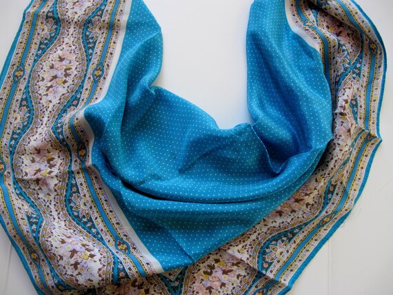 Turquoise silk Albert Nipon scarf designer - image 2