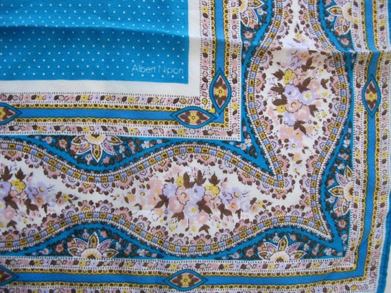 Turquoise silk Albert Nipon scarf designer - image 3