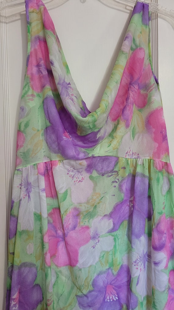 Vintage Van Raalte Nightgown floral purple green 2