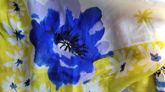 Poppies Vintage Vera Silk Scarf blue Ladybug tag - image 1