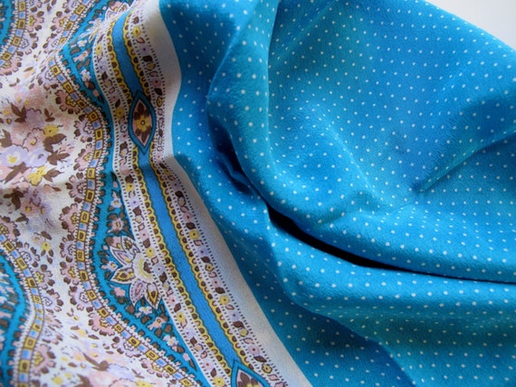 Turquoise silk Albert Nipon scarf designer - image 1