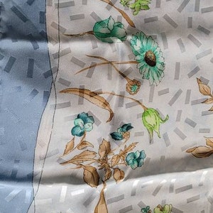 Garden Silk Scarf blue green Italy