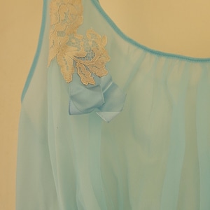 Vintage Vanity Fair Nightgown blue aqua nylon 32 20231002