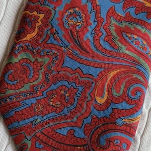 Vintage Liberty Tie Silk London made in England red blue paisley