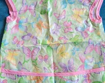 Child's Butterfly Apron resistant colorful green pink cotton