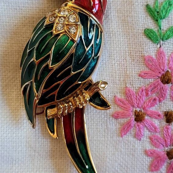 Parrot Brooch Swarovski S.A.L. pave large colorful bird 20231202