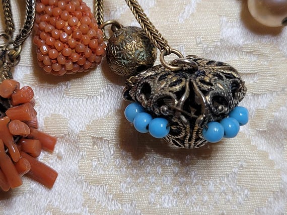 Amazing Rare Adele Simpson Brooch Chatelane coral… - image 7