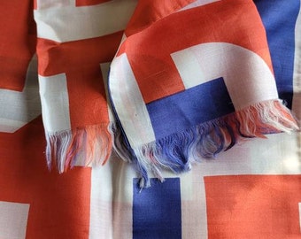 Abstract Vera 68" Scarf long red white blue