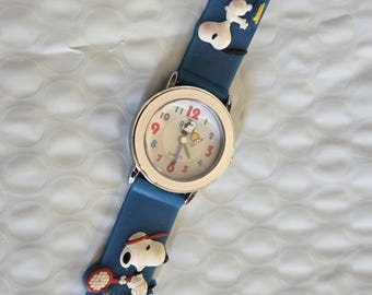 OTS 3D band Snoopy Joe Cool Wrist Watch Fun Blue water resistant sports watch Peanuts character silicone band plastic kids