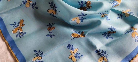 Blue Butterflies Vera Neumann Silk scarf Ladybug … - image 2