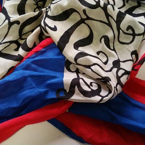 SALE Classic Vera designer silk scarf red blue
