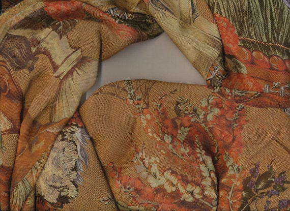 Sheer Lauren silk scarf large big vintage coral br