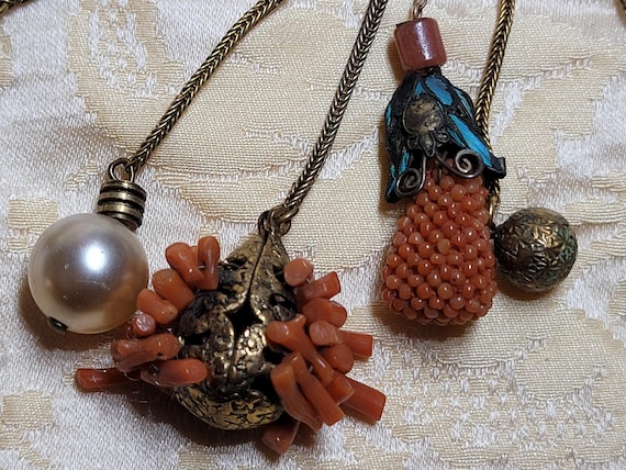 Amazing Rare Adele Simpson Brooch Chatelane coral… - image 4