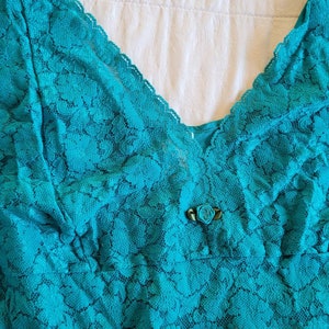 Teal Lace Long Nightgown Large nylon