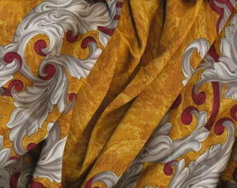 Gold Valentino silk scarf with  burgundy vintage silk