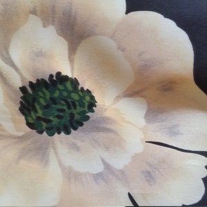 Silk Scarf vintage Adrienne Vittadini poppies black white 20231005