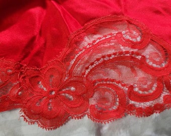 Vintage Red Lacy Satin Half Slip small Eve Stillman 1950s