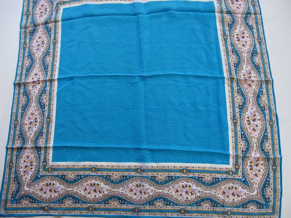Turquoise silk Albert Nipon scarf designer - image 4