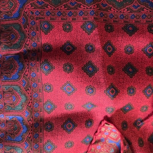 Red Blue Silk Scarf square traditional style
