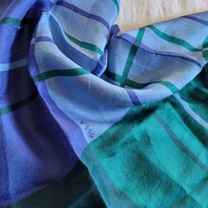 Early Vera Silk scarf blue green vintage