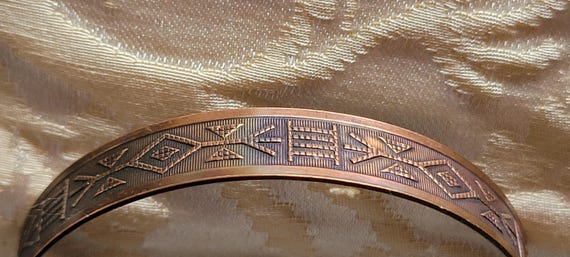 Copper Bracelet vintage signed solid copper bangl… - image 3