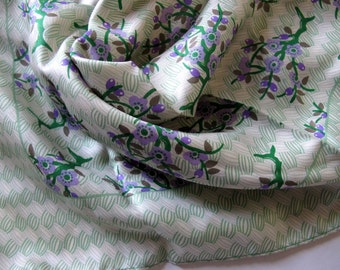 Silk Liberty Floral Violet Green Scarf vintage square England