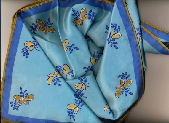 Blue Butterflies Vera Neumann Silk scarf Ladybug … - image 1