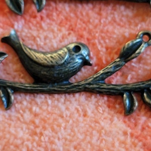 4 Birdie on Branch jewelry part Embellishment brass metal 20231018